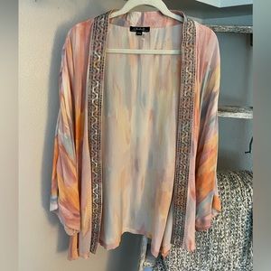 Beautiful Charlie B Kimono in a soft pastel tie die pattern